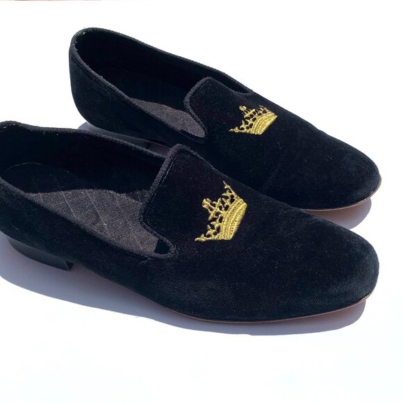 Church’s Men’s Black Velvet Sovereign Slippers Gold Crown UK 10/US 11 - Picture 2 of 6